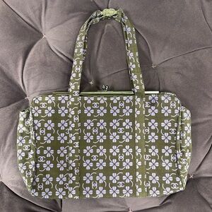 Chanel Brown x Purple Satin Canvas Clover CC Handbag vintage Circa 2001 Spring